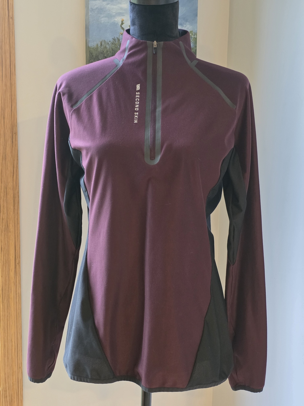 Women's Burgundy Second Skin quarter-zip athletic top- Women's Large